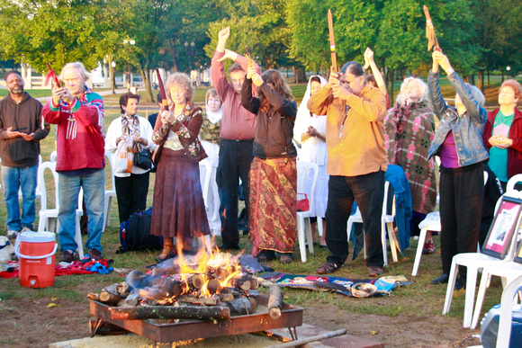 0060: Sunrise Peace Pipe Ceremony, Honoring Fire, Clyde Bellecourt (Ojibway) and Others