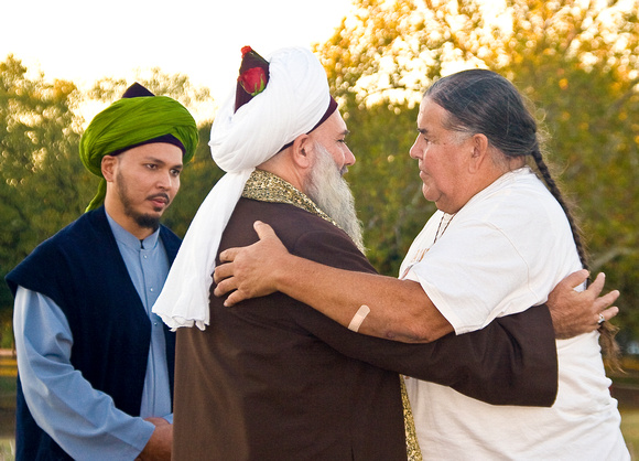 0760: In Friendship: Shaykh Abdul Kerim al Kibrisi and Clyde Bellecourt with Sufi Lukman